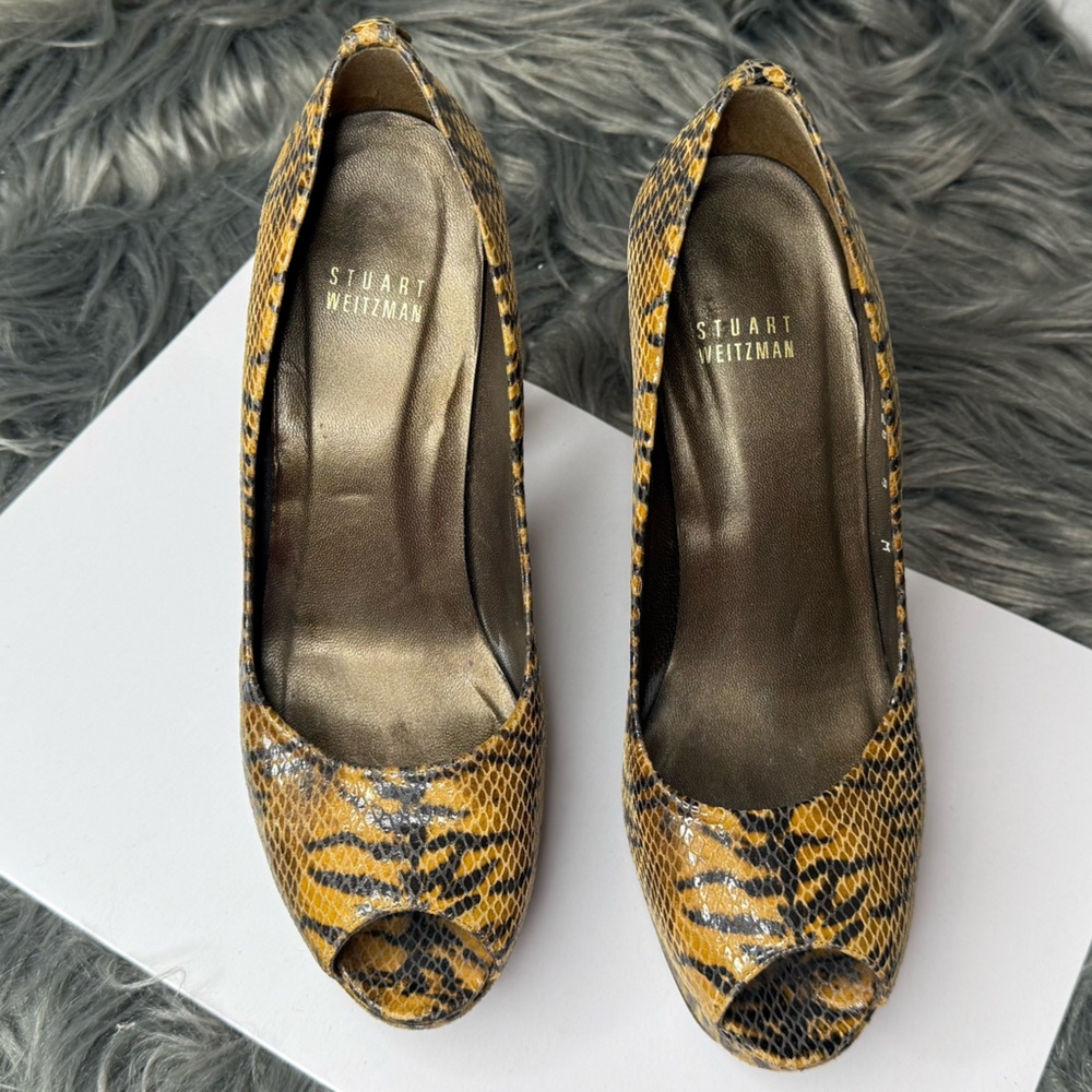 Stuart Weitzman Lille Cognac Brown Python Leather… - image 2